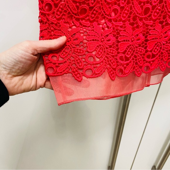 NWT Club Monaco Lace Skirt Giancinta June in Tangerine/Cerise. Size 2 - Picture 6 of 10